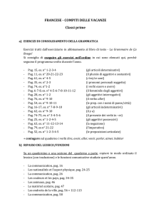 FRANCESE - COMPITI DELLE VACANZE Classi prime