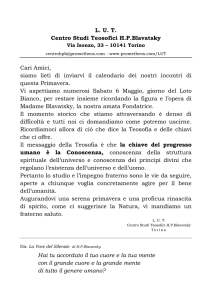 LUT Centro Studi Teosofici HPBlavatsky Cari Amici, siamo lieti di