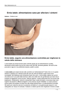 Ernia iatale: alimentazione sana per alleviare i sintomi