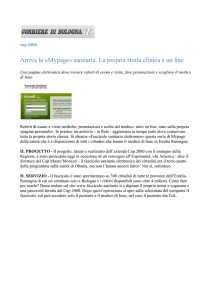 Arriva la «Mypage» sanitaria. La propria storia clinica è on line