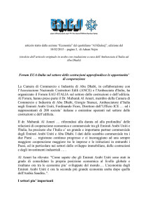 Forum EUA-Italia sul settore delle costruzioni approfondisce le