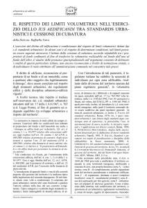 il rispetto dei limiti volumetrici nell`esercizio dello ius aedificandi tra