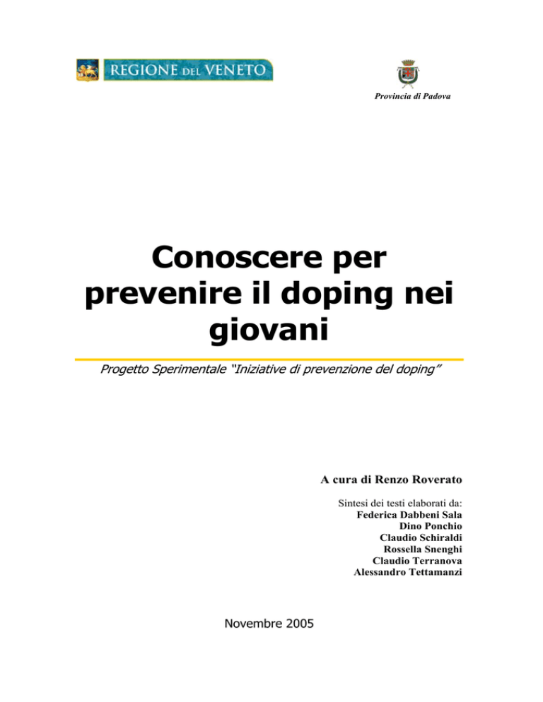 Conoscere Per Prevenire Il Doping Nei Giovani
