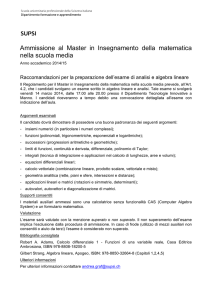 Ammissione al Master in Insegnamento della matematica