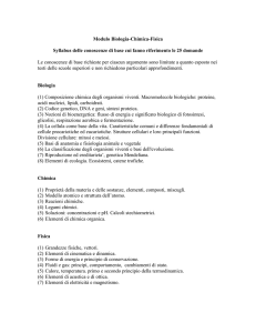 Modulo Biologia-Chimica-Fisica Syllabus delle conoscenze di base