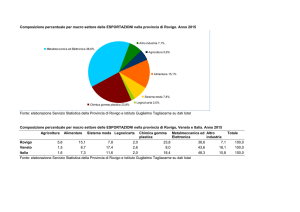 Composizione percentuale per macro settore