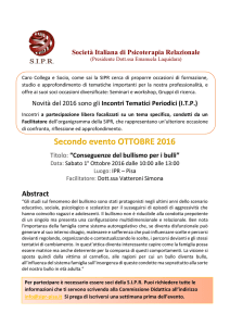 Secondo evento OTTOBRE 2016 Titolo: “Conseguenze del bullismo