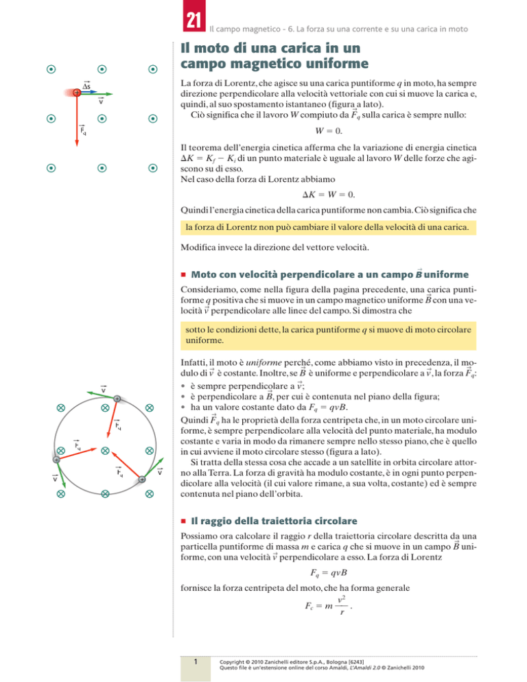 Il Moto Di Una Carica In Un Campo Magnetico Uniforme