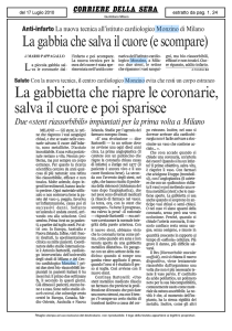 La gabbietta che riapre le coronarie, salva il cuore e poi sparisce