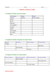 VERIFICA INIZIALE VERBI Completa la tabella come nell`esempio