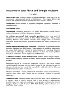 Programma del corso FISICA DELL`ENERGIA NUCLEARE aa 2016