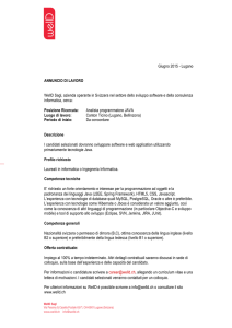 Giugno 2015 - Lugano ANNUNCIO DI LAVORO WellD Sagl