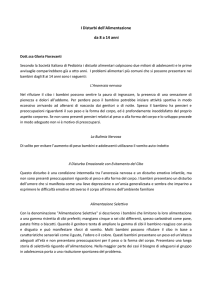 I Disturbi dell`Alimentazione da 8 a 14 anni