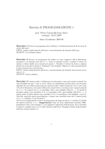 Esercizi di PROGRAMMAZIONE 1