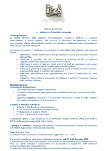 Ricerca di personale: n. 1 Addetto Jr Contabilità Industriale Profilo
