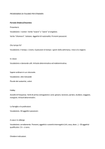 PROGRAMMA DI ITALIANO PER STRANIERI Periodo Ottobre