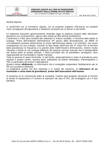 rischio legato all`uso di radiazioni ionizzanti nelle donne in età fertile