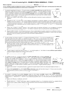 Corso di Laurea Ing E-A – ESAME DI FISICA GENERALE