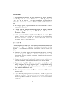 Esercizio 1 Esercizio 2
