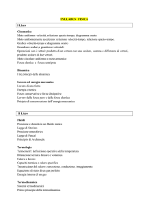 SYLLABUS FISICA I Liceo Cinematica Moto uniforme: velocità