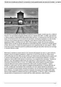 Perchè non si studia più la Storia? La memoria c`è solo quando
