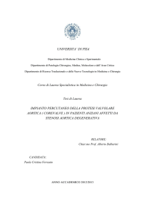 universita` di pisa impianto percutaneo della protesi valvolare