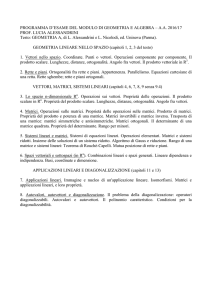Programma di esame di Geometria e Algebra