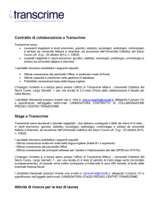 Contratto di collaborazione a Transcrime Stage a Transcrime Attività
