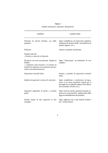 Tema 2 Algebra elementare, equazioni, disequazioni SAPERE