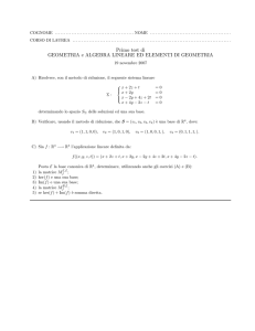 Primo test di GEOMETRIA e ALGEBRA LINEARE ED ELEMENTI DI