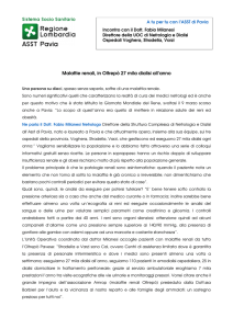 Malattie renali, in Oltrepò 27 mila dialisi all`anno
