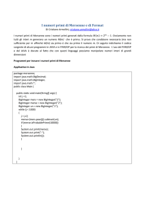 I numeri primi di Mersenne e di Fermat
