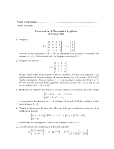 Prova scritta di Matematica Applicata