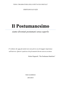 Il Postumanesimo - Dipartimento di Arti e Scienze dello Spettacolo