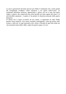Le nuove generazioni dovranno provare per l`Italia il sentimento che