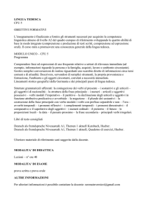 LINGUA TEDESCA CFU 5 OBIETTIVI FORMATIVI L