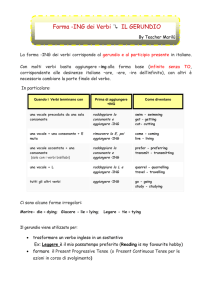 ing form per la formazione del gerundio