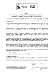 wwf: “bene la commissione mondiale su economia e clima: la `nuova