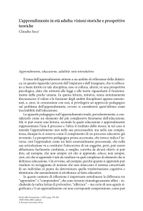 L`apprendimento in età adulta: visioni storiche e prospettive teoriche
