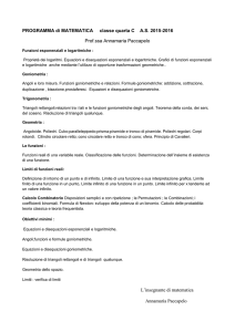 PROGRAMMA di MATEMATICA classe quarta C A.S. 2015