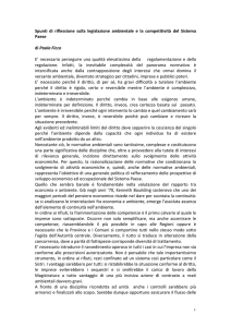 1 Spunti di riflessione sulla legislazione ambientale e la