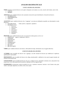 ANALISI GRAMMATICALE: le parti del discorso