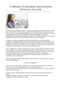 L`influenza è la principale causa di assenza dal lavoro e da scuola
