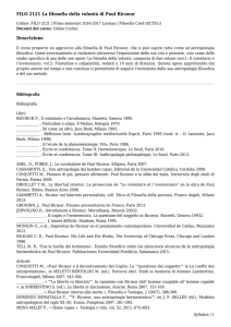 FILO 2121 La filosofia della volontà di Paul Ricoeur Descrizione
