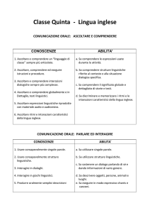 Classe Quinta - Lingua inglese