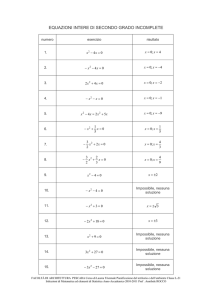 esercizi equazioni di secondo grado incomplete