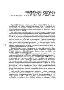 FENOMENOLOGIA, NARRAZIONE, RIFLESSIONE ETICO