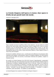 La Grande Stagione dell`opera al cinema: dieci opere in diretta dai