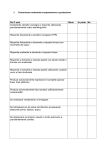 1. Comunicare oralmente:comprensione e produzione Dai 3 anni