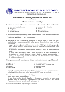 Soluzioni esercitazione morfologia - Università degli studi di Bergamo